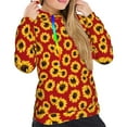 thumbnail image 5 of Yiaed Sunflowers On Red Print Womens Casual Hoodies Crew Neck Long Sleeve Sweatshirts With Pocket Pullover Tops Women's Hooded Sweatshirt-Medium, 5 of 5