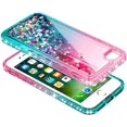 thumbnail image 3 of Nagebee Phone Case Compatible for iPhone SE, iPhone 5s, iPhone 5 with Tempered Glass Screen Protector, Sparkle Glitter Liquid Bling Diamond [Ring Holder & Wrist Strap] Women Girls Cute (Pink/Aqua), 3 of 6