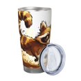 thumbnail image 2 of Uemuo Autumn Raccoon In Forest Print Travel Coffee Mug ,20oz Double-walled Car Cup ,Stainless Steel Insulated Tumbler Leak-proof Travel Cup Reusable Straw Car Cup-Straw Three-piece Set, 2 of 8