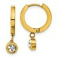 thumbnail image 2 of Auriga Stainless Steel Polished Yellow IP-plated CZ Dangle Hoop Earrings for Women, 2 of 6