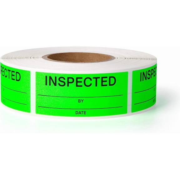 600pcs Inspected Stickers for Quality Control, Inventory, Color Coding, 1" x 2.25" Labels