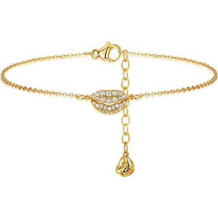 Women Dainty Gold Anklet For Women,14K Gold Plated Cubic Zircon Boho Beach Jewelry Delicate Cute Audjustable Chain Ankle For Women[o2940]