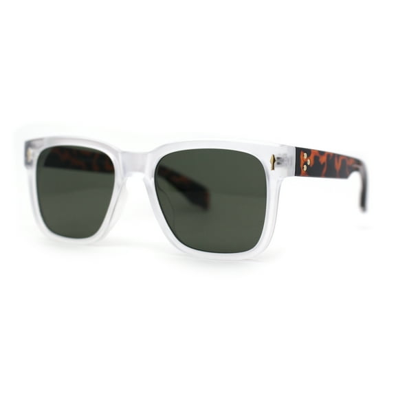 Mens Hipster Retro Vintage Style Horn Rim Sunglasses Frost Tort Green
