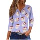 thumbnail image 2 of Puntoco Blusa informal de cuello redondo con mangas 3/4 cortas y estampado a la moda para mujer, 2 of 5