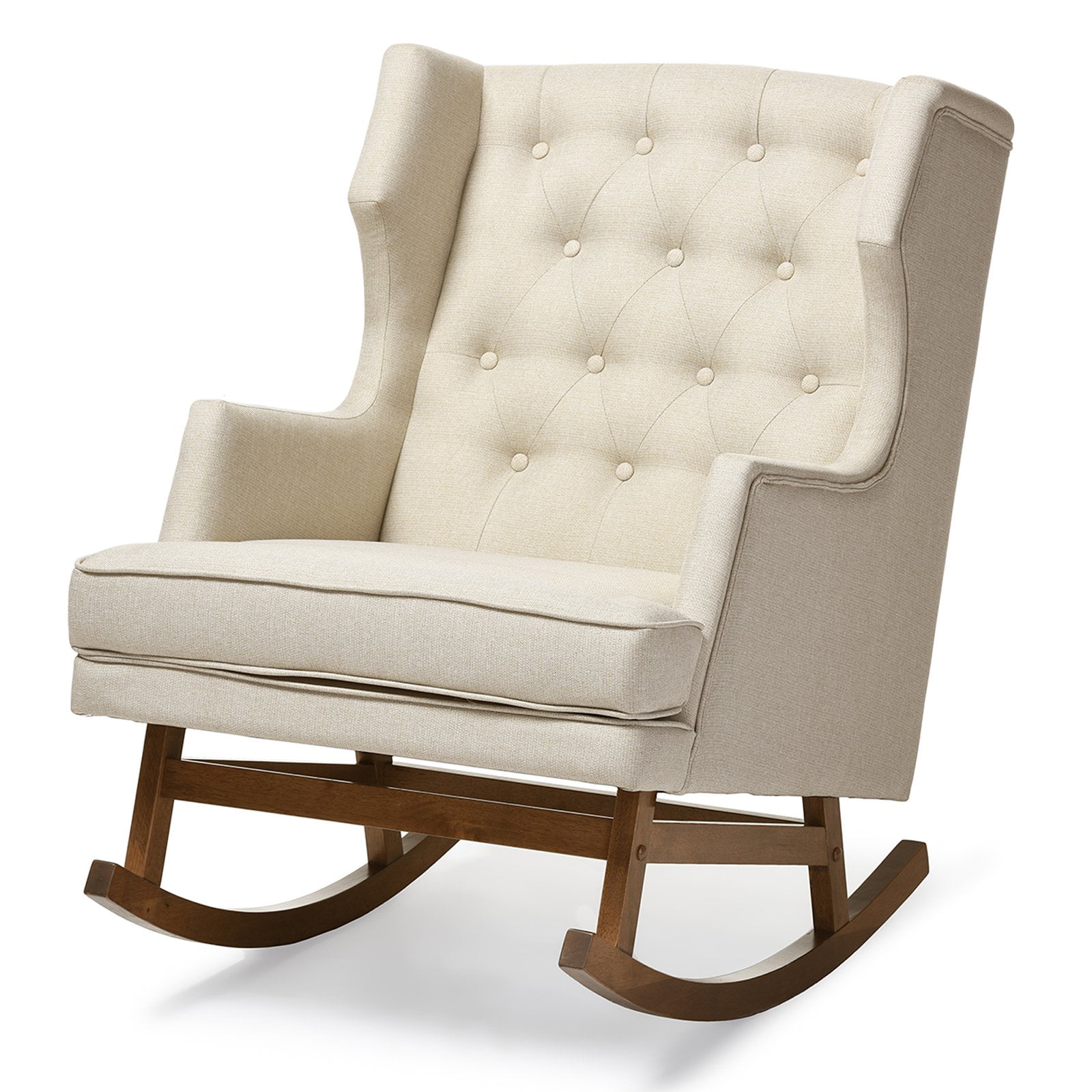 Baxton Studio Iona Mid-century Retro Modern Upholstered Button-tufted
Wingback Rocking Chair