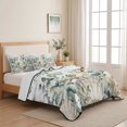 thumbnail image 5 of Full Quilt Set 78''x90'', Sage Green Ocean Lightweight Summer Bedspread Coverlet Set with 2 Pillow Shams, Coastal Eucalyptus Starfish Shell Breathable All Season Quilt Bedding for Bedroom/Guest Room, 5 of 9