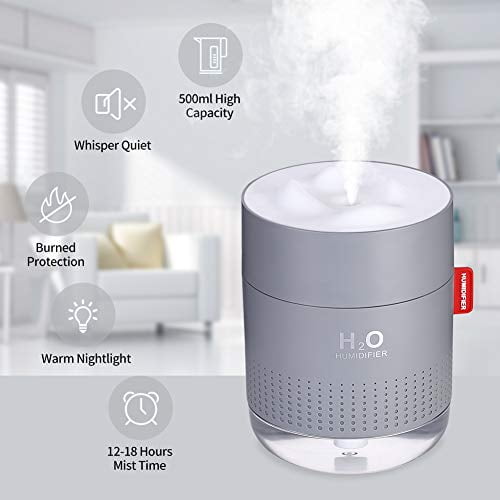 500ml Desk Humidifiers Dark Blue Office Whisper-Quiet Operation Two Spray Modes Auto Shut-Off for Bedroom Night Light Function SmartDevil Small Humidifiers Babies Room Home