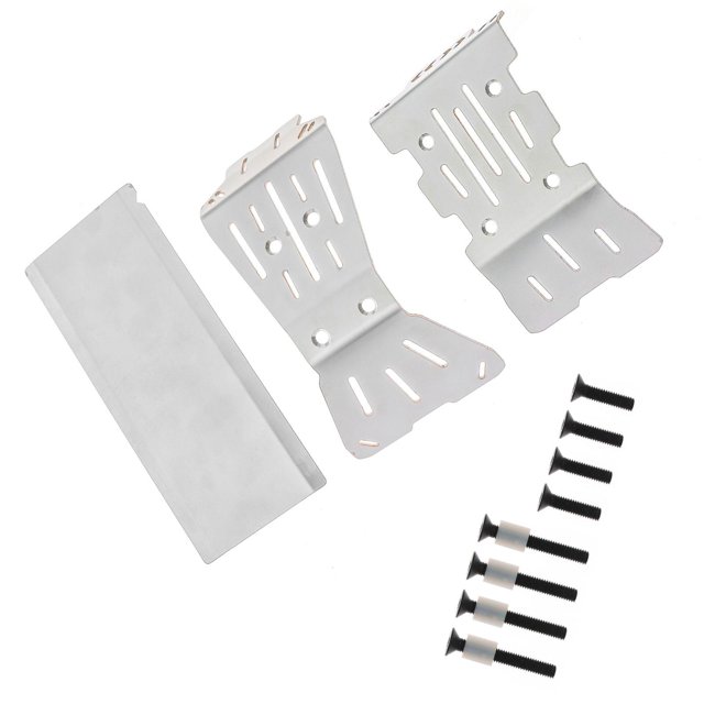 Juego de 3 placas protectoras de chasis atornillables de acero inoxidable mejorado para vehículos RC 1:10 de alta resistencia profesional