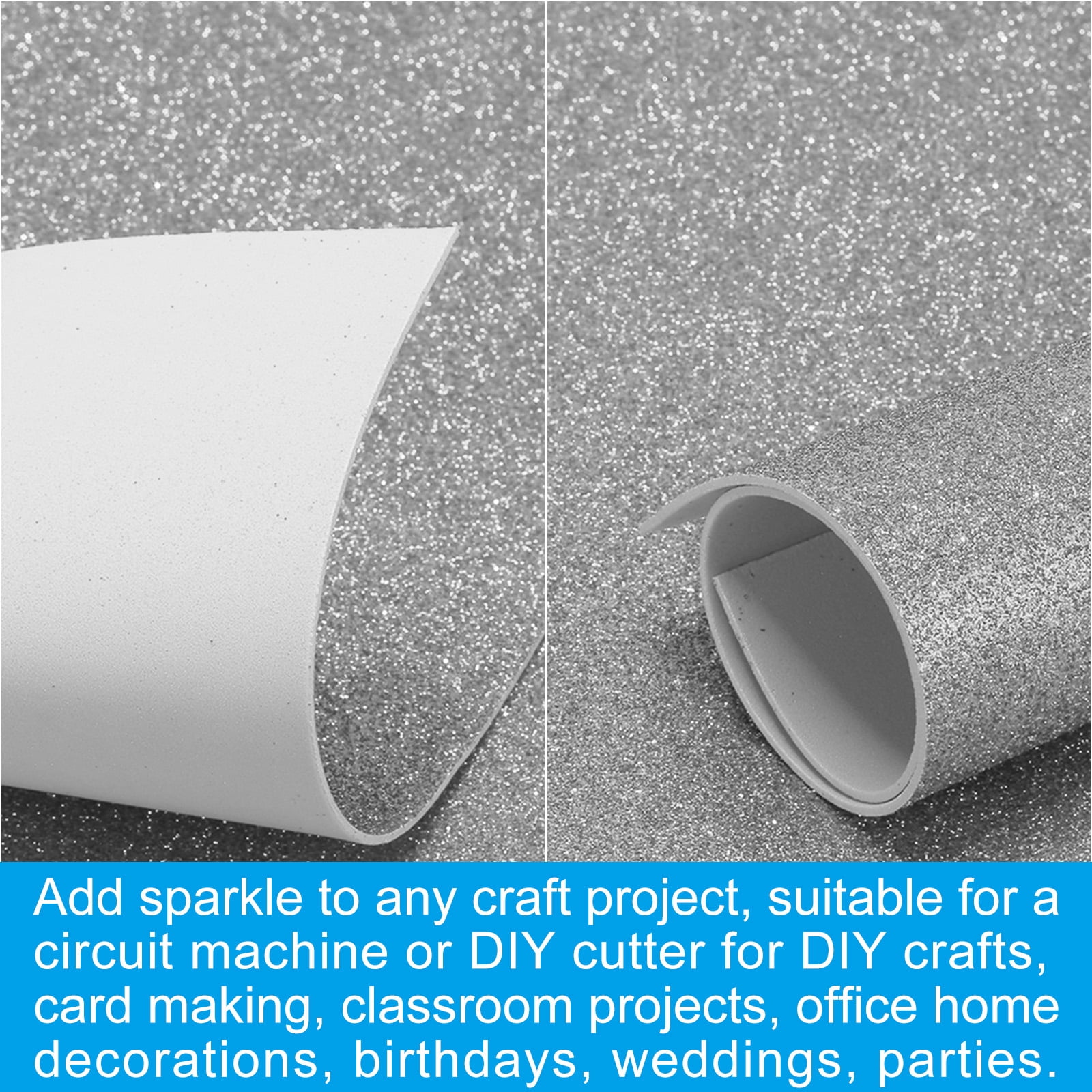 Uxcell 2mm(1/10") Thick Non Adhesive Glitter Foam Sheet 16x24inch(40x60cm) Gray, EVA Shiny Foam Board for Craft, 6 Pcs