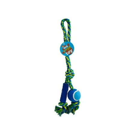 Bulk Buys OC433-8 Dog Rope Toy With Ball and Rubber Spikes