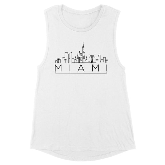 Skyline Miami Florida Women's Muscle Tank Large White