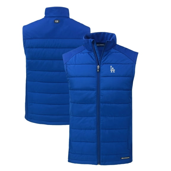 Men's Cutter & Buck Royal Los Angeles Dodgers Evoke Hybrid Eco Softshell Recycled Full-Zip Vest