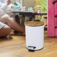 thumbnail image 6 of Step Trash Can,Garbage Rubbish Bin with Bamboo Lid,Removable Liner Bucket,Waste 3L White, 6 of 8