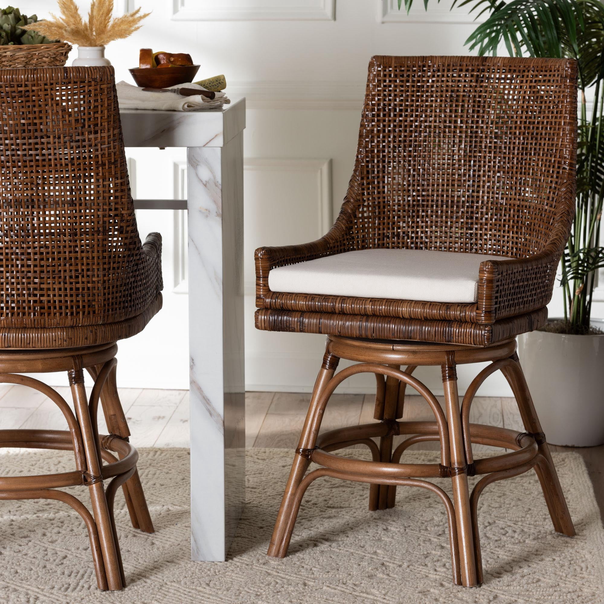 bali & pari Bella Boho Counter Stool, Counter Height, Coffee Bean