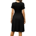 thumbnail image 2 of Women's Summer Sundress Casual Short Sleeve V-Neck Short Party Dress with Pockets, 2 of 5