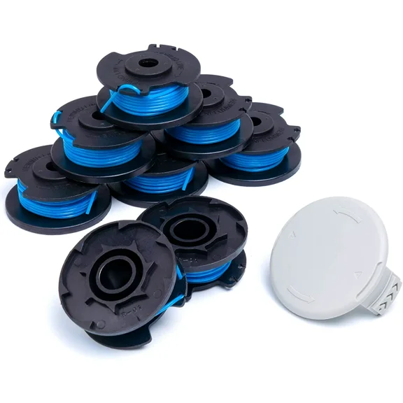 AC14RL3A .065" Line String Trimmer Replacement Spool for Ryobi One 18V,24V,40V Cordless Trimmers (8 Spool 1 Cap)