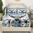 thumbnail image 3 of YST Highland Cow Print Bed&nbsp;Sheets Queen,Blue Western Farmhouse Sheet&nbsp;Set Rustic Home Decor,Longhorn Cattle Farm Animals Fitted&nbsp;Sheet Graffiti Daisy Flowers Bed&nbsp;Set Cowboys, 3 of 5