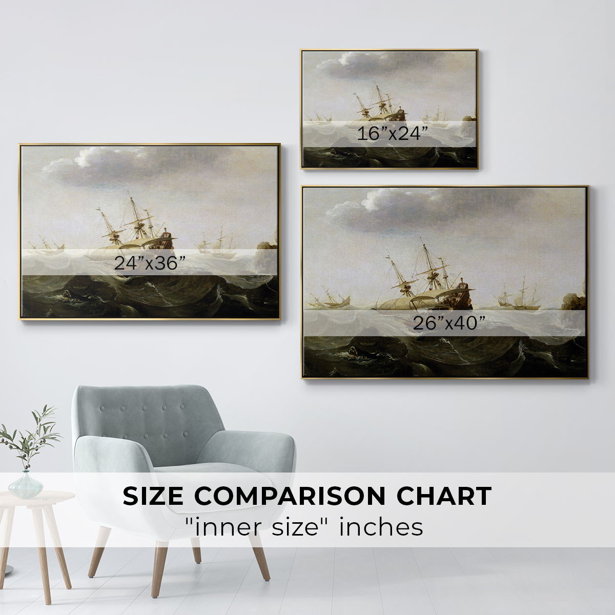 Vintage Landscape-MII By Wexford Home Framed in Gold Wood Gallery Wrapped Canvas 17 in. x 25 in.