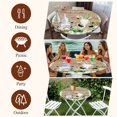 thumbnail image 7 of Happy Easter Round Tablecloth, Fitted Table Cover with Elastic for 36"-44" Round Tables, Gnomes Rabbit Flowers Green Check Wooden Table Cloth Outdoor Indoor Dinning Party Waterproof Tablecloths, 7 of 7