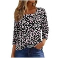thumbnail image 2 of LiMoi Big Tshirts Shirts for Women Gym 3/4 Length Sleeve Womens Tops Tops for Women Summer Dressy Print T Shirts for Women My Items, 2 of 5