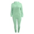 thumbnail image 4 of Casual Drawstring Pantsuits Two-piece Set, Pocket Hoodies Tops & Loose Long Sweatpants Set, Women's Clothing, 4 of 7