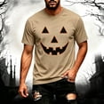 thumbnail image 2 of Bibifish Mens T Shirts Short Sleeve Crew Neck Outline Pumpkin Print Tees Simple Halloween Lightweight Daily Summer Tops, 2 of 4