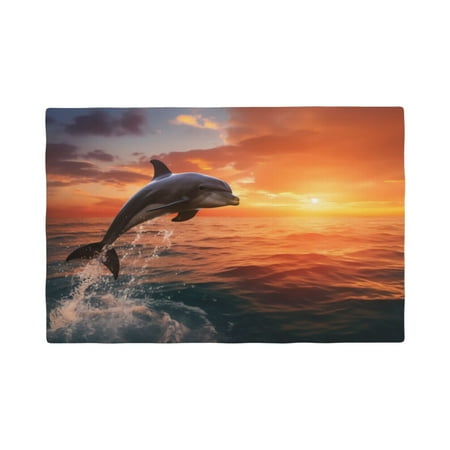 

Placemats Set of 4 / 6 Sunset Dancing Dolphin B Placemats for Dining Table Indoor/Outdoors Heat Resistant Washable Placemats 18 x 12