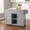 Dusty Blue, variant on Homy Casa Farmhouse Rolling Kitchen Island with Drop Leaf, Storage Drawers, Spice Rack & Wheels,White