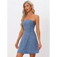 thumbnail image 2 of Unique Bargains Women's Sleeveless Stapless Denim Dress Mini Dress S Light Blue, 2 of 6
