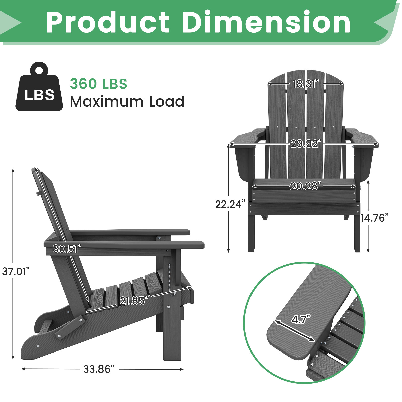 Loyalice Folding Adirondack Chair, Weather Resistant HDPE photo 3