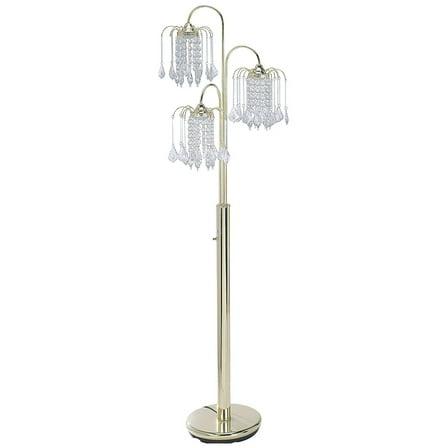 International 6866G Floor Lamp, Polished Brass, White, 63" x 19" x 19"