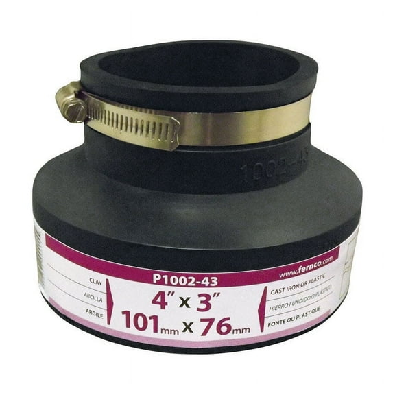Fernco Schedule 40 4 in. Hub x 3 in. Dia. Hub PVC Flexible Coupling