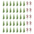 thumbnail image 2 of 45 Pcs Artificial Christmas Greenery Stems, 10.5" Norfolk Pine Branches with Red Berries for DIY Wreaths, Garlands, and Centerpieces, Holiday Picks for Crafting and Home Decor, 2 of 5