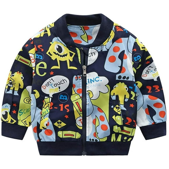 Stylish Kids Baby Boys Outerwear Coat Jacket Boys Children Winter Clothing Cute Monster Letter Print 1-5T