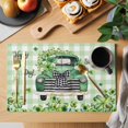 thumbnail image 2 of St. Patrick's Day Placemats Set of 6, Green Truck Leaf Flowers Butterfly Plaid Placemats for Dining Table, Place Mats for Kitchen Tabletop, Waterproof Wipeable Dining Table Mats Set, 2 of 9