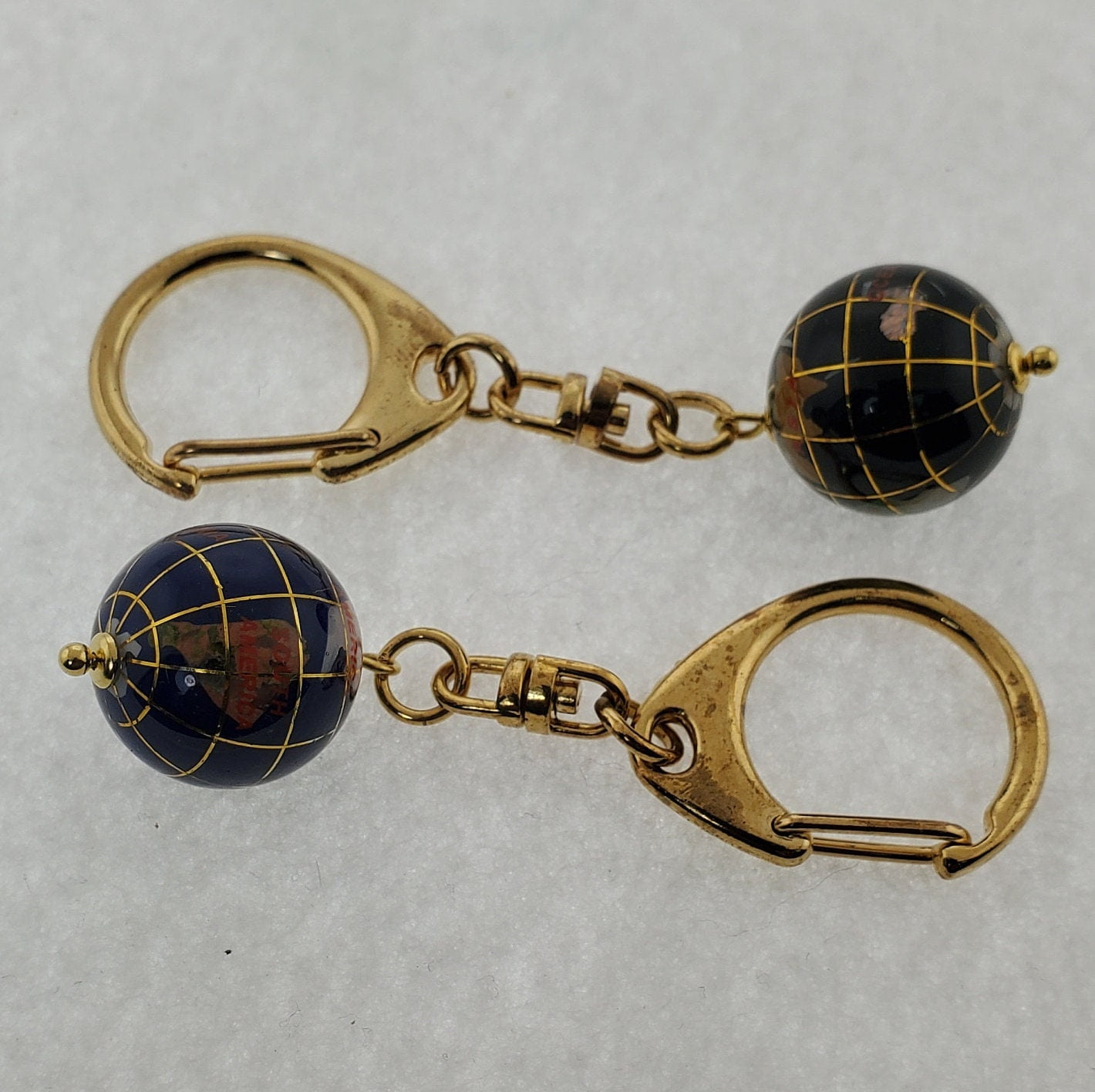Natural Gemstone Inlayed Spinning/Fidget World Globe Keychain