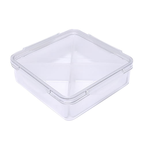 Yimiao Veggie Tray with Lid 4/6 Compartments Divided Snack Box Container Party Serving Platter Snack Appetizers Desserts Fruit Tray Meal Prep Fridge