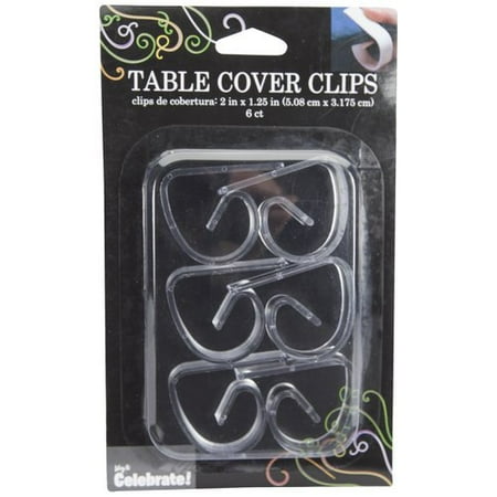 Way to Celebrate Plastic Table Cover Clips, 6 count, Clear