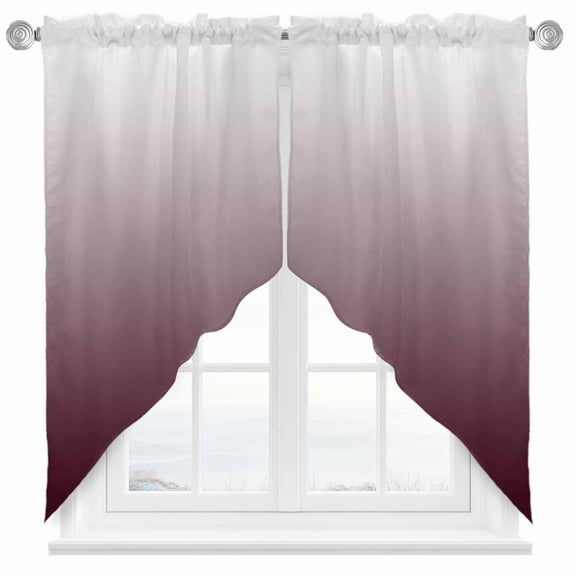 Romantic Burgundy Swag Valances for Windows 2 Pack Gradient Swag Kitchen Curtains 45 Inches Long Rod Pocket Short Window Treatment for Kitchen Bathroom 36"x45"