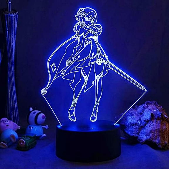 AVEKI-Anime Genshin Impact 3D Night Light LED Acrylic 7/16 Color Touch Plug-in Table Lamp Children's Toy Birthday Christmas Gift (with Box6), KJK14