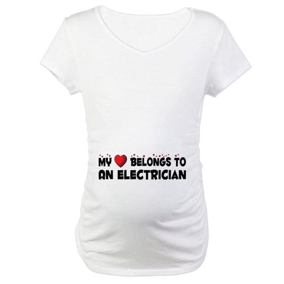 CafePress - Belongs To An Electrician Maternity T Shirt - Cotton Maternity T-shirt, Cute & Funny Pregnancy Tee