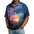 thumbnail image 3 of 250th Anniversary Men's Patriotic Zip Polo Shirt, 1776-2026 Flag Print, Quarter-Zip Collar, Short Sleeve, 4th of July, Commemorative Events, Parades, Summer Casual Wear Dark Blue L, 3 of 9