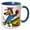 Blue/White, variant on 3drose, Funny Dachshund Puppy Dog Playing Table Tennis or Ping Pong Sports, 11oz Magic Transforming Mug