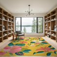 thumbnail image 2 of ODIKA 9'x12' Yellow Vibrant Floral Elegance Decorative Washable Area Rug Lush Botanical Patterns with Summer Blossoms for Great Room, Indoor Concept, Large Living Low Pile, Flatwoven, 2 of 7