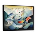 thumbnail image 2 of Designart Abstract Geometric framed wall art decor, Geometric framed wall art, Geometric Creations in Orange and Blue , Extra large Modern black framed wall art, 40x30 inches black frame, 2 of 5