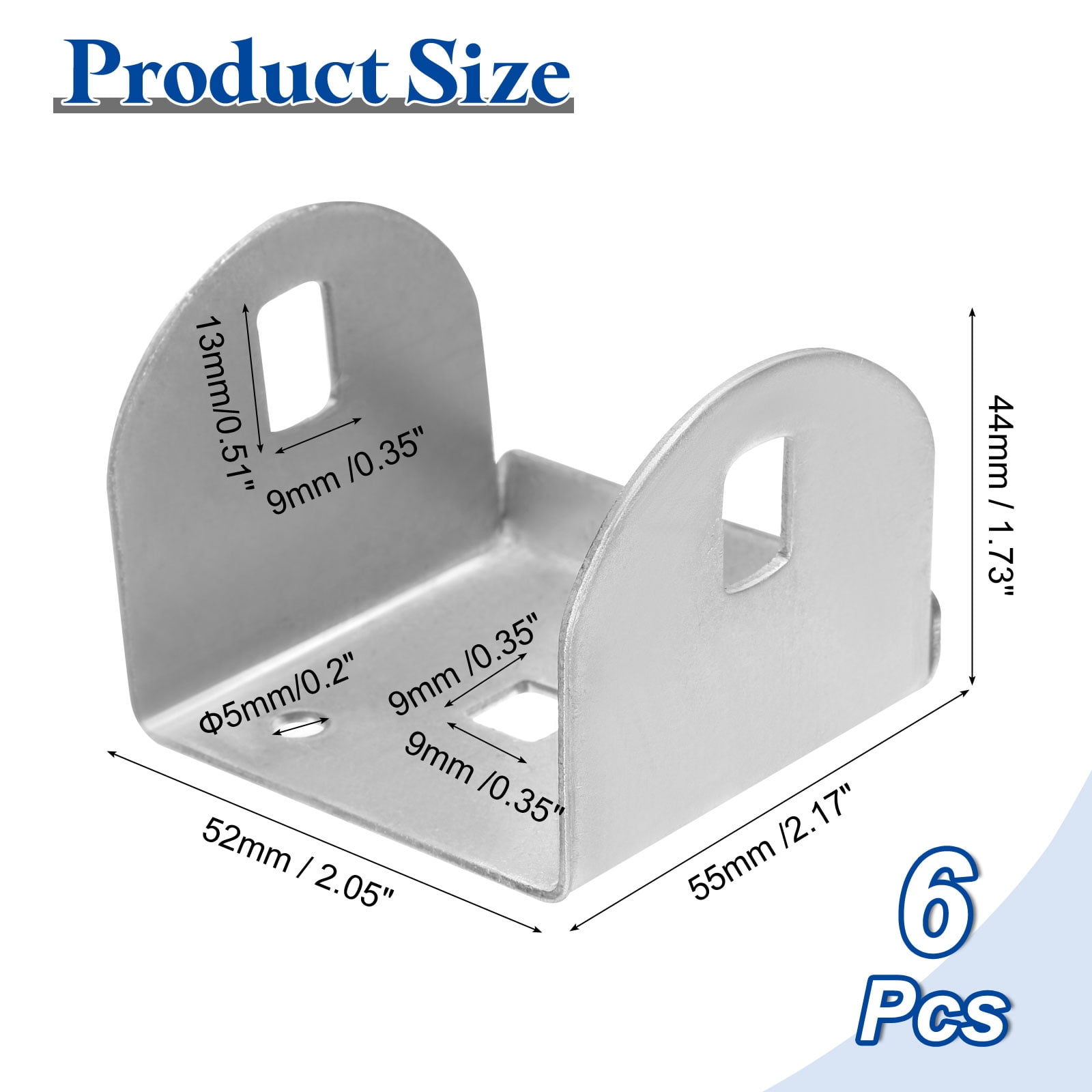 6pcs U Bracket for 2.17" Panels, 52x55x44mm Metal U Shaped Fasteners Brackets