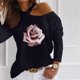 thumbnail image 2 of Blusas de manga larga con estampado de flores sin tirantes para mujer Pompotops  gfhjh2742, 2 of 6
