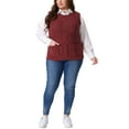 thumbnail image 2 of Agnes Orinda Women's Plus Size Cable Knit Sweater Vest Crew Neck Sleeveless Knitted Casual Pullober Sweaters with Pocket 3X Red, 2 of 6