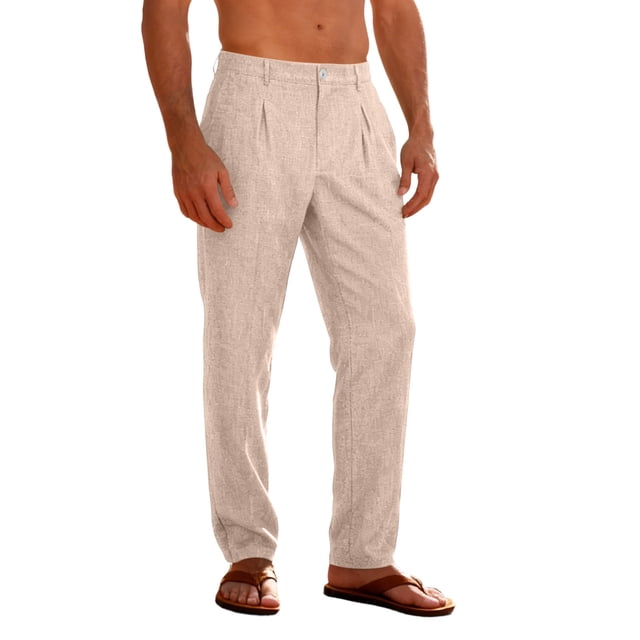 Wide Leg High Waisted Pants for Women Linen Drawstring Trousers, Casual Solid Color Long Pants with Pockets
