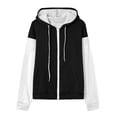 thumbnail image 4 of Vynhevius Women's Color Block Hoodie Zip Up Drawstring Hood Sweatshirts Pocketed Casual Long Sleeve Jacket Tops, 4 of 5